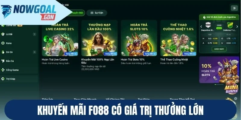 Thưởng khuyến mãi Fo88 có giá trị thưởng lớn